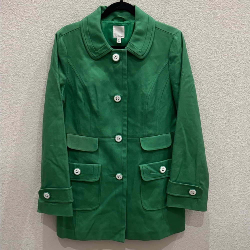 Halogen Kelly Green Button Front Coat Large EUC